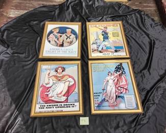 4 Framed World War I ArmyNavy Posters