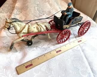 Cast Iron Police Chief Horse And Wagon Toy