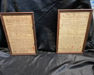 04 Authentic Antique 1760s Farmington, CT Land Ownership Documents In Frames