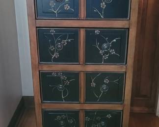 Floral Oriental Style Storage Drawers Shelf