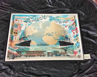 Large Framed Reproduction French Passenger Ship Poster
