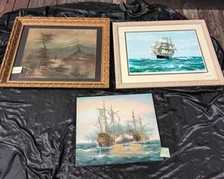 Lot Including 2 Paintings And 1 Print