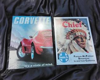 2 Retro Reproduction Posters On Metal