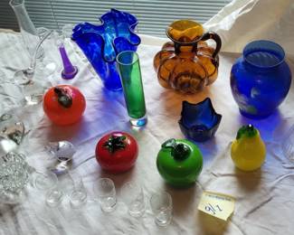 Lot of Colorful Glass and Crystal Glassware
