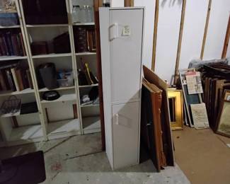 Tall Skinny White Particleboard Cabinet