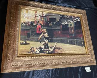 framed reproduction of JeanLeon Gerome Titled Pollice Verso