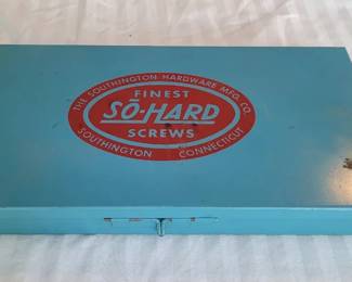 Vintage Plated Brass Wood Screws in Metal Case