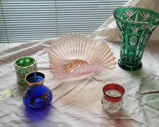 Antique and Vintage Glassware Lot including Handcut Lead Crystal, Victorian, Depression Glass