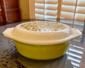 Item #31 - Pyrex Verde 1.5 Qt. Casserole w/opalware lid $24