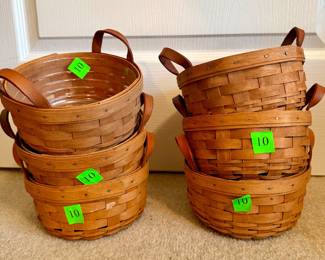 Item #174 - 6" Longaberger Basket w/leather handles & liner - $10 each (THREE HAVE SOLD)