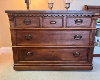 Item #62 - Five-Drawer Marble Topped Chest (42x20x30) $280 (marble not attached)