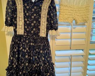 Item #166 Navy Faux Eyelet Handmade Square Dancing Dress with Pantaloons $18