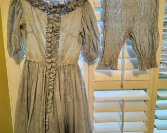 Item #165 Blue & White Windowpane Handmade Square Dancing Dress/Pantaloons $18
