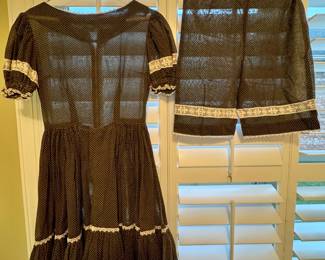 Item #168 Brown Dotted Swiss Handmade Square Dancing Dress with Pantaloons $18