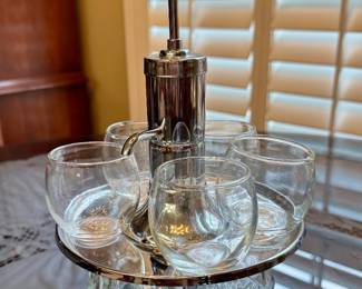 Item #27 - Vintage Park Sherman Silvertone Brandy Pump Dispenser w/Glasses $100