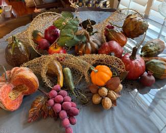 Item #151 - Four Wire Horn-of-Plenty's with Faux Fruit $24