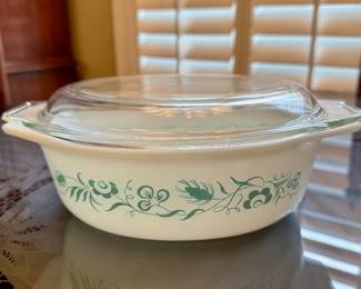 Item #30 - Vintage 1960 Promotional Pyrex "Meadow" 1.5 Qt. Casserole w/lid $40