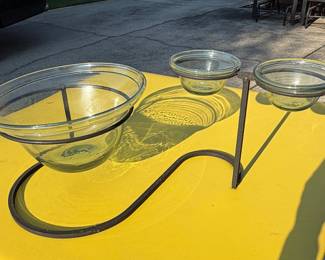 Item #119 - Chip & Dip Three Glass Bowls w/Stand $18