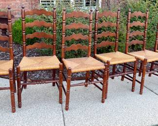 Item #124 - Rush Bottom Chairs w/double scallop back