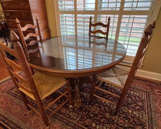 Item #33 - 52" Round Kitchen Table w/glass top & one 12" leaf