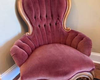 Item #40 - Victorian Furniture Co. Pink Velvet Chair (Montgomery, AL) $80