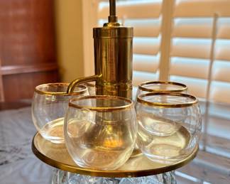 Item #26 - Vintage Park Sherman Goldtone Brandy Pump Dispenser w/Glasses $100
