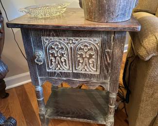 Distressed Wood Copper Lined Humidor Side Table