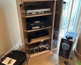 Electronics cabinet with contents