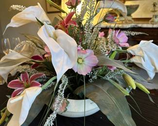 Silk flower arrangement and vase