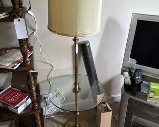 Vintage Brass Glass Table Floor Lamp