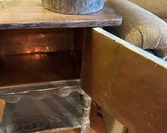 Distressed Wood Copper Lined Humidor Side Table - Alternate View