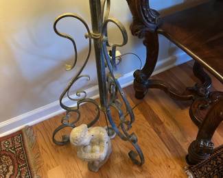 Antiqued Wrought Iron Scrolled Floor Lamp