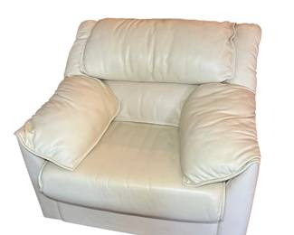 Pair of Plush Leather Side Chairs - 32"H x 38"W x 34"D.