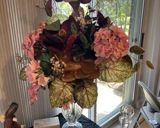 Silk flower arrangement and vase