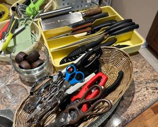 Kitchen utensils, scissors, and cutlery