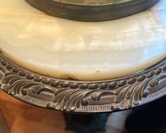 Antique Iron Pedestal Table with Onyx Top