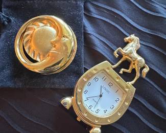 Estee Lauder compact with small clock