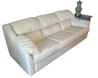 Plush Leather Sofa in Excellent Condition - 32"H x 85"L x 35"D.