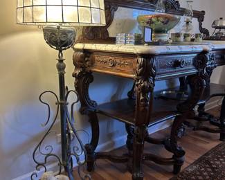 Antiqued Wrought Iron Scrolled Floor Lamp