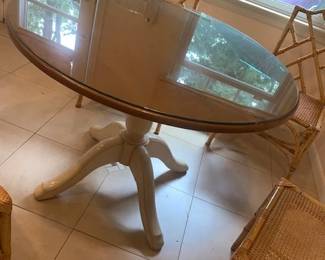 5 Feet Round Single Pedestel Table w/ Set of 4 Bamboo Frame