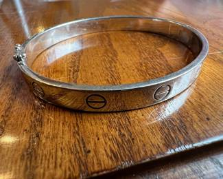 Sterling Silver "Love" Style Bangle Bracelet