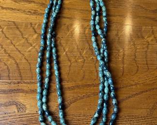 Multi-Strand Green Jasper Bead Necklace