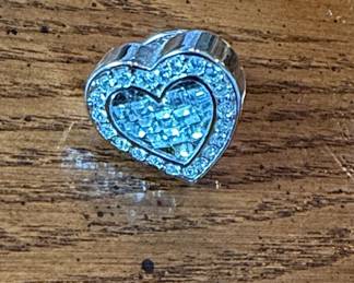 Costume Jewelry Heart Charm with Clear Stones