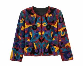 Amen Wardy Colorful Sequin and Rhinestone Embellished Silk Matelasse Jacket