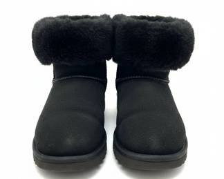 UGG Classic Mini Fluff Black Suede Boots