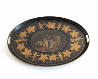 19th Century English Papier-Mâché Tray with George Morland Scene