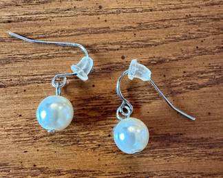 Faux Pearl Drop Earrings with Shepherd Hook Wires