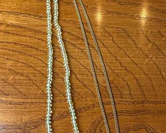 Vintage Clear Faceted Crystal Bead Necklace with Chain