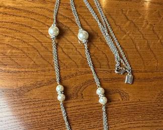 Chaps fashion pearl station necklace