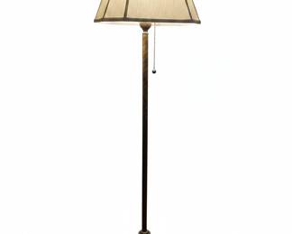 Vintage Ornate Cast Metal Floor Lamp with Bell Shade